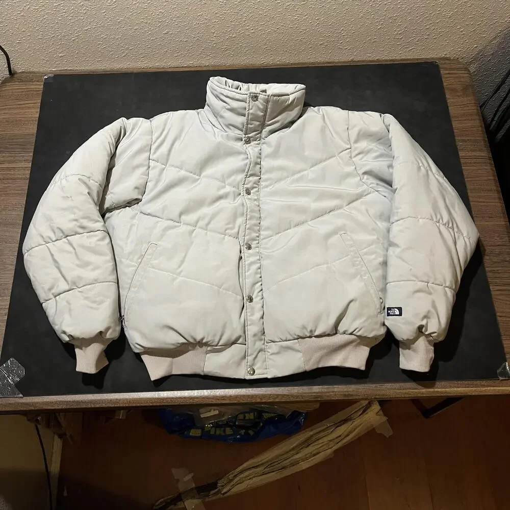 Vintage The North Face Jacket Nuptse 1970s Quilted Puffer Bomber Made in USA 60s